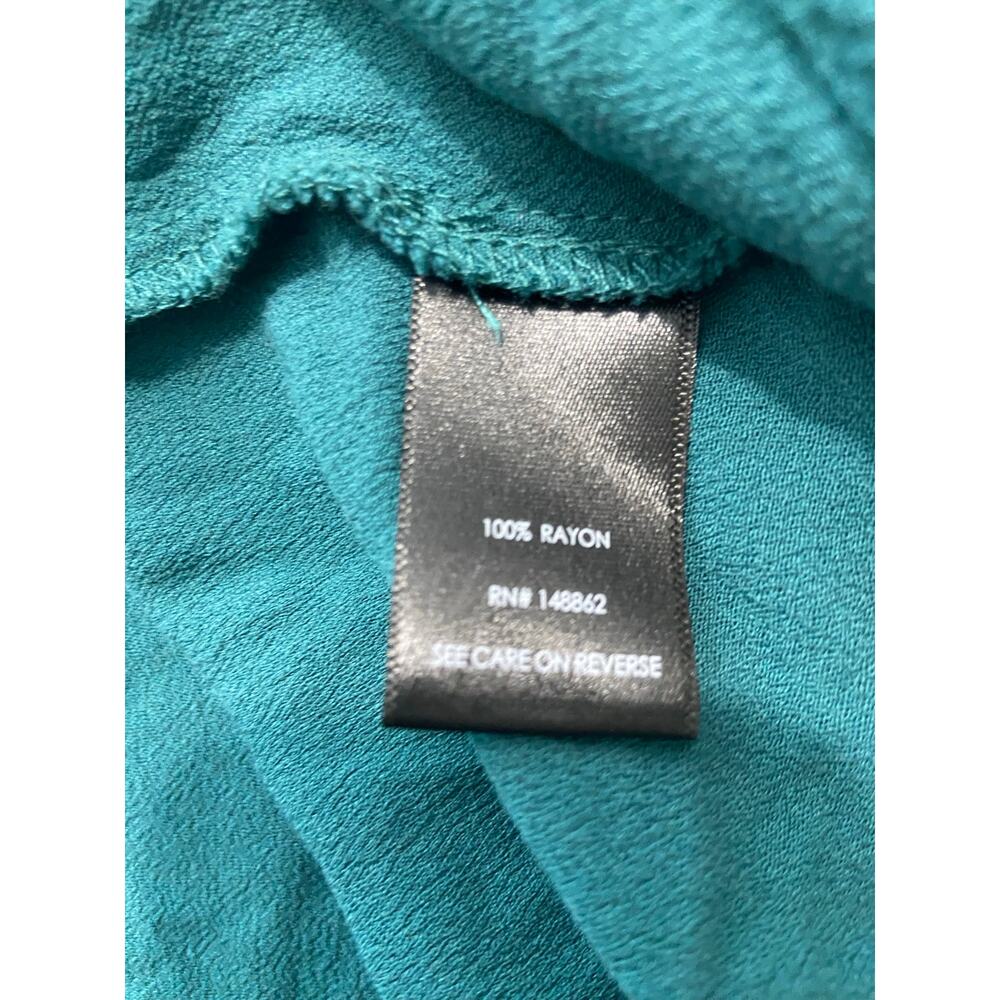 Torrid 3 Blouse Womens 3X Teal Split Neckline Chain Accent 3/4 Sleeves Rayon - Picture 9 of 12